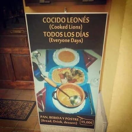 Error de traducción cocido leonés